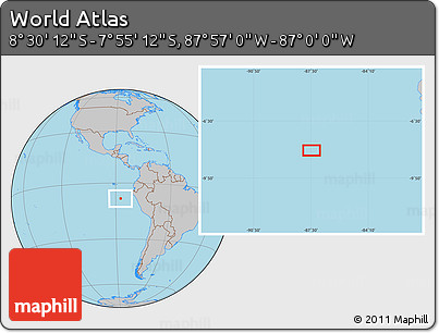 Gray Location Map of the Area around 8° 12' 42" S, 87° 28' 29" W