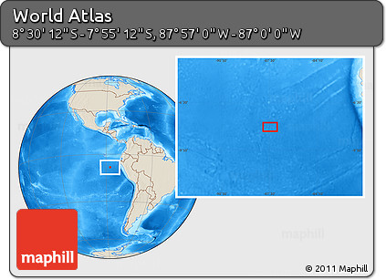 Shaded Relief Location Map of the Area around 8° 12' 42" S, 87° 28' 29" W