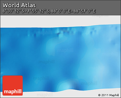 Shaded Relief 3D Map of the Area around 8° 12' 42" S, 88° 28' 29" E