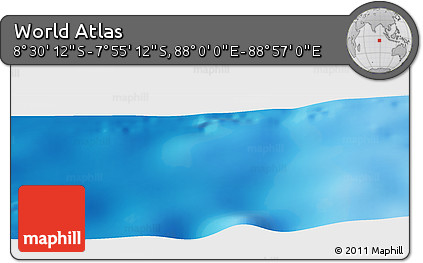 Shaded Relief Panoramic Map of the Area around 8° 12' 42" S, 88° 28' 29" E