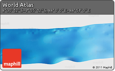 Shaded Relief Panoramic Map of the Area around 8° 12' 42" S, 88° 28' 29" E