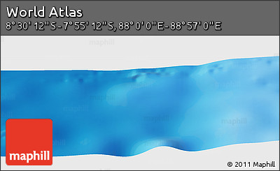 Shaded Relief Panoramic Map of the Area around 8° 12' 42" S, 88° 28' 29" E