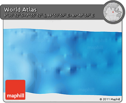 Shaded Relief 3D Map of the Area around 8° 12' 42" S, 89° 19' 29" E