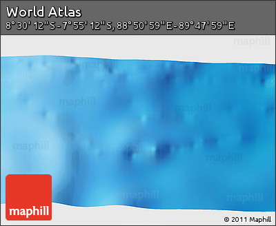 Shaded Relief 3D Map of the Area around 8° 12' 42" S, 89° 19' 29" E