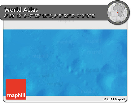 Physical 3D Map of the Area around 8° 12' 42" S, 8° 34' 29" E