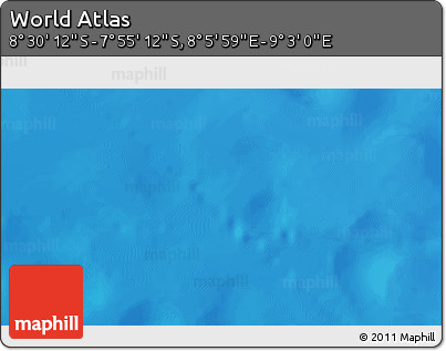 Physical 3D Map of the Area around 8° 12' 42" S, 8° 34' 29" E