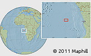 Savanna Style Location Map of the area around 8° 12' 42" S, 8° 34' 29" E, hill shading