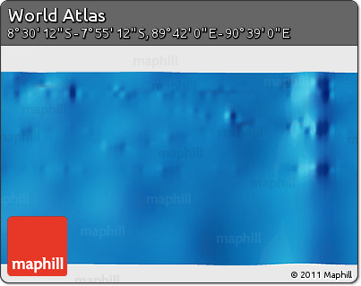 Shaded Relief 3D Map of the Area around 8° 12' 42" S, 90° 10' 30" E