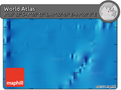 Physical Map of the Area around 8° 12' 42" S, 91° 1' 30" E