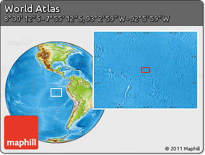Physical Location Map of the Area around 8° 12' 42" S, 92° 34' 29" W