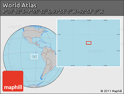 Gray Location Map of the Area around 8° 12' 42" S, 93° 25' 30" W