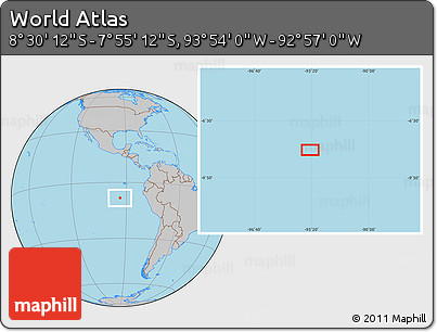 Gray Location Map of the Area around 8° 12' 42" S, 93° 25' 30" W
