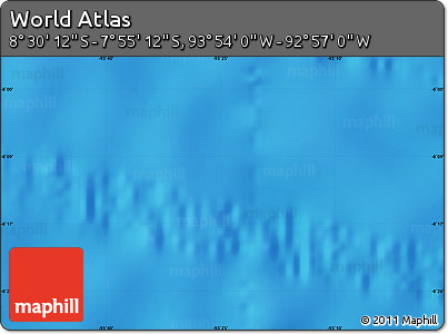 Physical Map of the Area around 8° 12' 42" S, 93° 25' 30" W