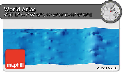 Shaded Relief Panoramic Map of the Area around 8° 12' 42" S, 97° 49' 29" E