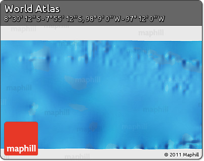 Physical 3D Map of the Area around 8° 12' 42" S, 97° 40' 30" W