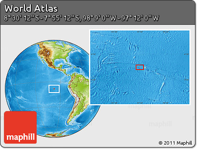 Physical Location Map of the Area around 8° 12' 42" S, 97° 40' 30" W