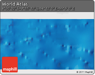 Shaded Relief 3D Map of the Area around 8° 12' 42" S, 98° 40' 30" E