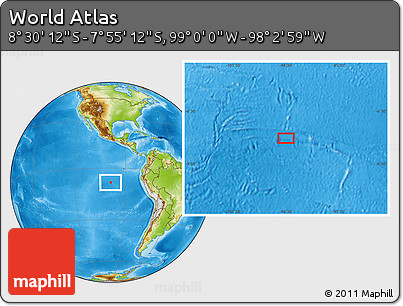 Physical Location Map of the Area around 8° 12' 42" S, 98° 31' 30" W