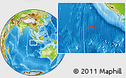 Physical Location Map of the area around 8° 12' 42" S, 99° 31' 30" E