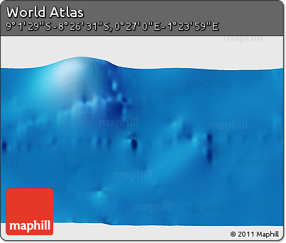 Physical 3D Map of the Area around 8° 44' 0" S, 0° 55' 29" E