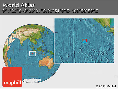 Satellite Location Map of the Area around 8° 44' 0" S, 100° 22' 30" E