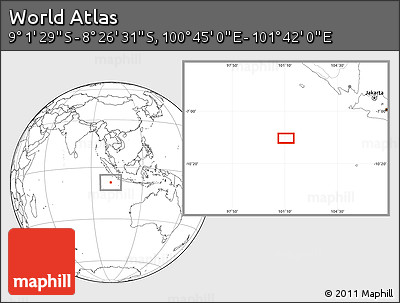 Blank Location Map of the Area around 8° 44' 0" S, 101° 13' 29" E