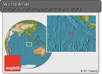 Satellite Location Map of the Area around 8° 44' 0" S, 101° 13' 29" E