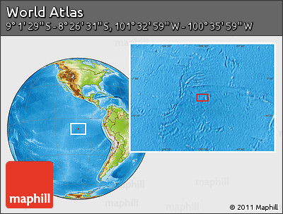 Physical Location Map of the Area around 8° 44' 0" S, 101° 4' 29" W