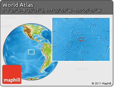 Physical Location Map of the Area around 8° 44' 0" S, 101° 4' 29" W