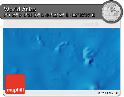 Shaded Relief 3D Map of the Area around 8° 44' 0" S, 102° 4' 29" E