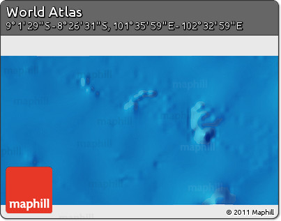 Shaded Relief 3D Map of the Area around 8° 44' 0" S, 102° 4' 29" E