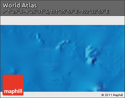 Shaded Relief 3D Map of the Area around 8° 44' 0" S, 102° 4' 29" E