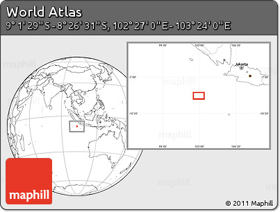 Blank Location Map of the Area around 8° 44' 0" S, 102° 55' 30" E