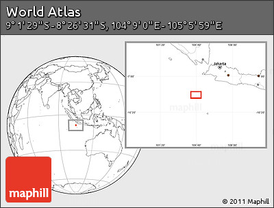 Blank Location Map of the Area around 8° 44' 0" S, 104° 37' 30" E