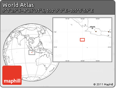 Blank Location Map of the Area around 8° 44' 0" S, 104° 37' 30" E