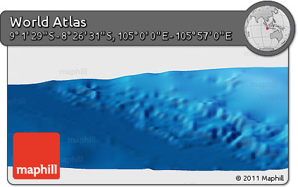 Shaded Relief Panoramic Map of the Area around 8° 44' 0" S, 105° 28' 29" E