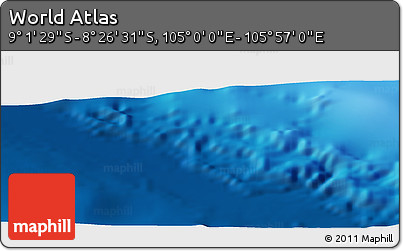 Shaded Relief Panoramic Map of the Area around 8° 44' 0" S, 105° 28' 29" E