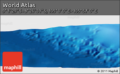 Shaded Relief Panoramic Map of the Area around 8° 44' 0" S, 105° 28' 29" E