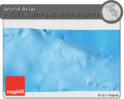 Shaded Relief 3D Map of the Area around 8° 44' 0" S, 107° 10' 30" E