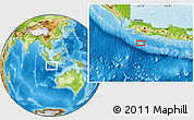 Physical Location Map of the area around 8° 44' 0" S, 107° 10' 30" E