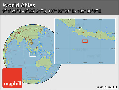 Savanna Style Location Map of the Area around 8° 44' 0" S, 108° 1' 30" E