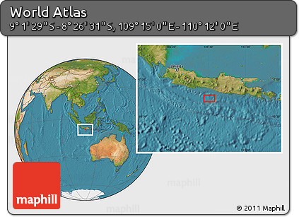 Satellite Location Map of the Area around 8° 44' 0" S, 109° 43' 29" E