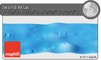 Shaded Relief Panoramic Map of the Area around 8° 44' 0" S, 10° 7' 30" W