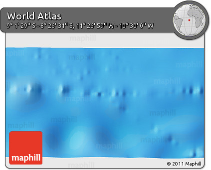 Physical 3D Map of the Area around 8° 44' 0" S, 10° 58' 29" W