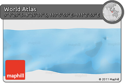 Shaded Relief Panoramic Map of the Area around 8° 44' 0" S, 110° 34' 29" E