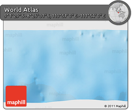 Shaded Relief 3D Map of the Area around 8° 44' 0" S, 111° 25' 30" E