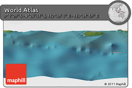 Satellite Panoramic Map of the Area around 8° 44' 0" S, 113° 7' 30" E