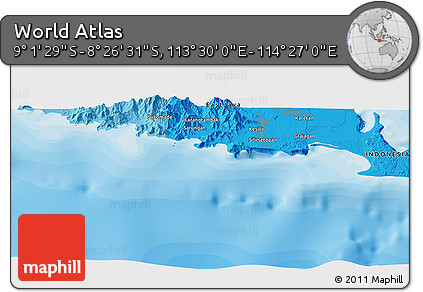 Political Panoramic Map of the Area around 8° 44' 0" S, 113° 58' 29" E
