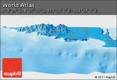 Political Panoramic Map of the Area around 8° 44' 0" S, 113° 58' 29" E