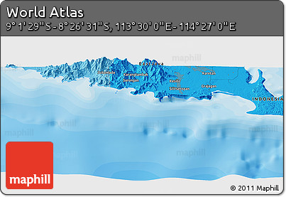 Political Panoramic Map of the Area around 8° 44' 0" S, 113° 58' 29" E